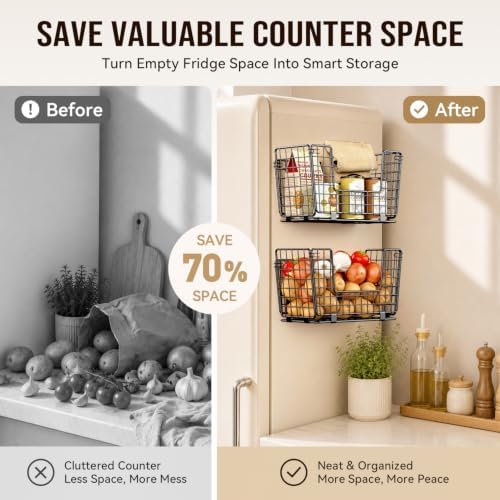 3-Pack Magnetic Shelf for Fridge, Fruit and Vegetable Organizer