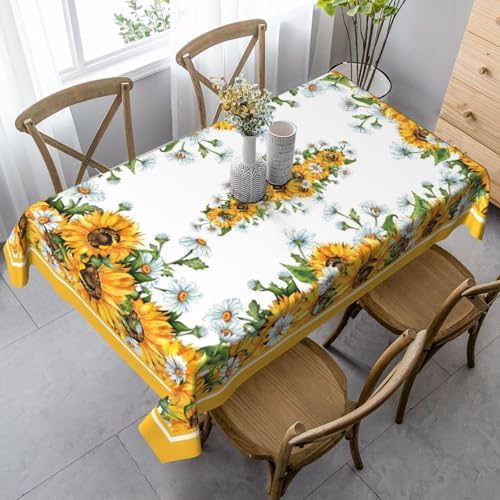 Sunflower Rectangle Tablecloth Washable Table Cloth 60x90 Inch Table