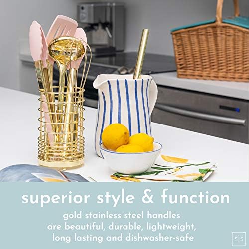 Styled Settings Gold and Pink Kitchen Utensil Set, 7-Piece
