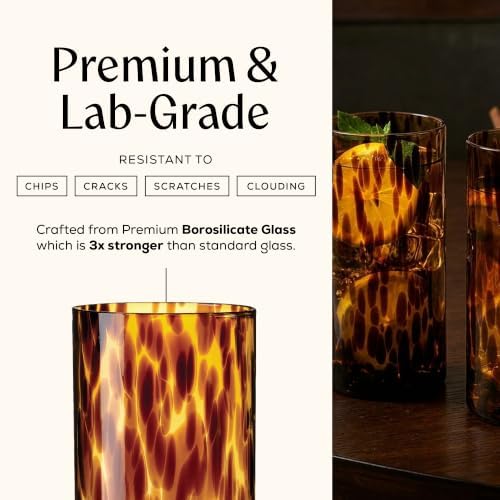 Joseph Sedgh Collection Tortoise Shell Highball Glass Set of 4