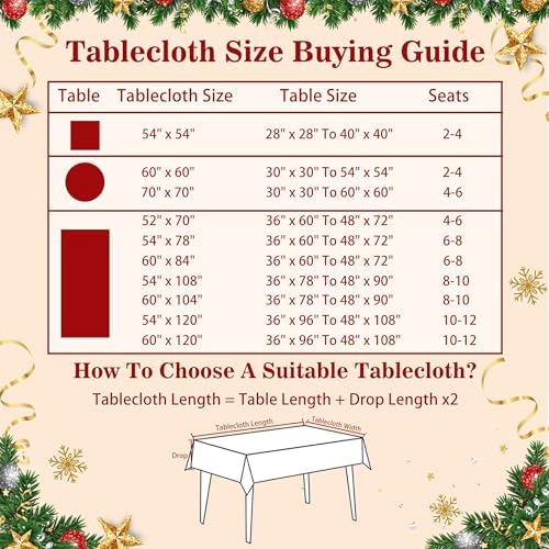 Hexagram Christmas Tablecloth Rectangle 60x120 Inch, Red Snowman