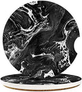 Britimes Car Coasters for Drinks, 2 Pack Ceramic Stone 2.56" Black