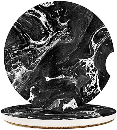 Britimes Car Coasters for Drinks, 2 Pack Ceramic Stone 2.56" Black