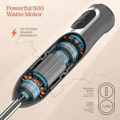 Powerful Immersion Blender, Electric Hand Blender 500 Watt with Turbo