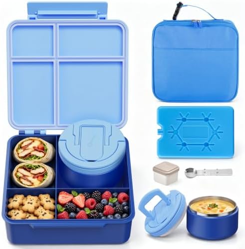 MAXSO Bento Lunch Box Set with 8 oz Soup Thermo, Kids Leakproof 4