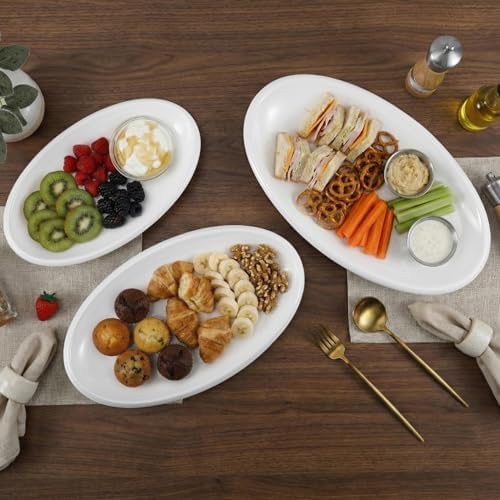 Porcelain Serving Platters Set of 3, 16/14/12 Inch Oval Plates