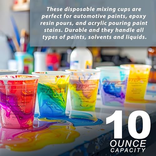 Custom Shop Paint Mixing Cups, 10-Ounce, Box of 100, Plastic Measuring