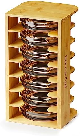 SpaceAid Bamboo Tumbler Lid Organizer for Kitchen Cabinet, Water