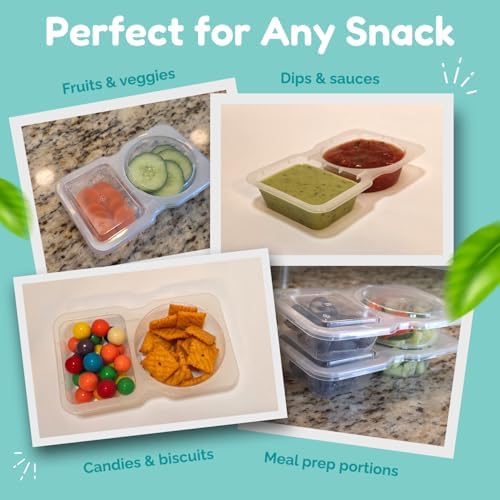 Reusable Snack Containers with Lids 50 Pack (100 Pieces) Portion