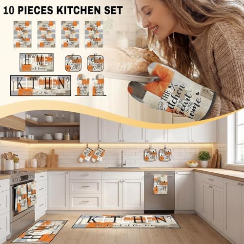 Kitchen Decor and Accessories Set of 10, Orange Beige