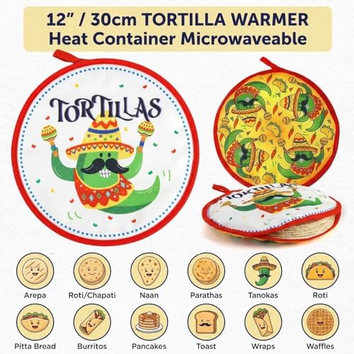 Coloch 3 Pack Tortilla Warmer Pouch, 12" Insulated Cloth Taco Warmer
