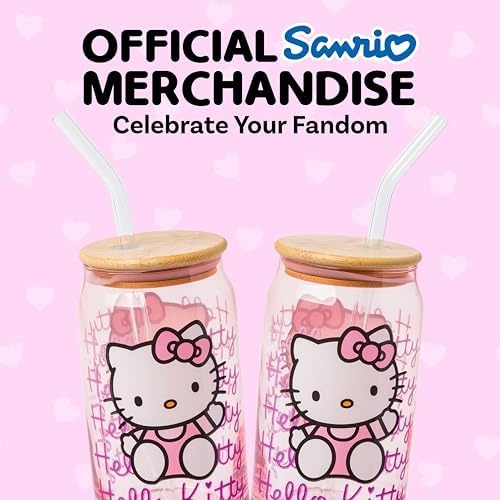Silver Buffalo Sanrio Hello Kitty Waving Design Print, Glass Tumbler