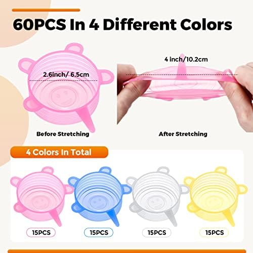 Nuogo 60 Pieces Silicone Stretch Jar Covers
