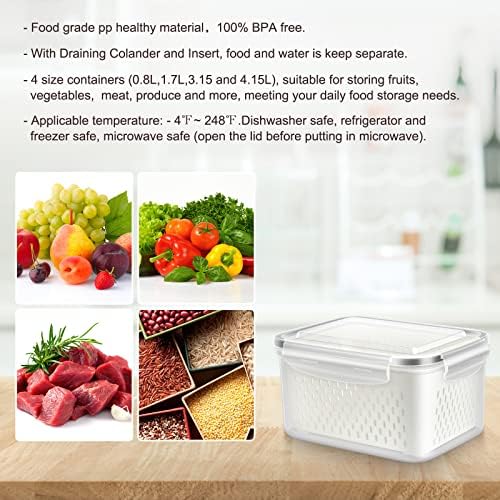 4 Pack Plastic Fruit Containers with Removable Colanders