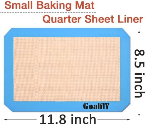 Small Silicone Baking Mat, Quarter Sheet (11.8 x 8.5 In), 3 Pack