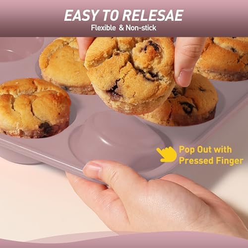 Socisen 2 Pack 24 Cups Mini Muffin Pan with Metal Reinforced Frame