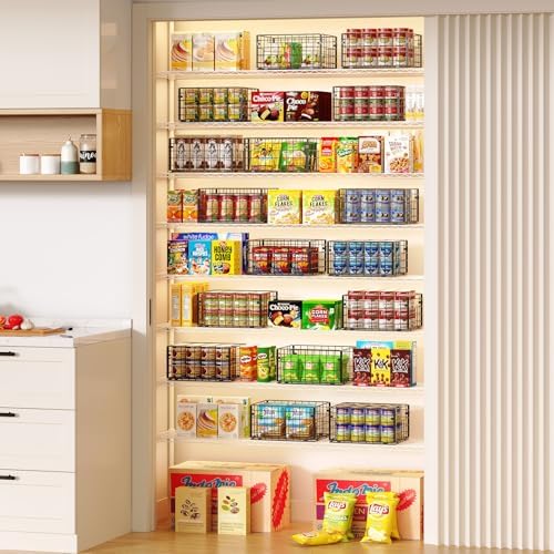 X-cosrack Metal Wire Basket Pantry Baskets Foldable Cabinet Organizers