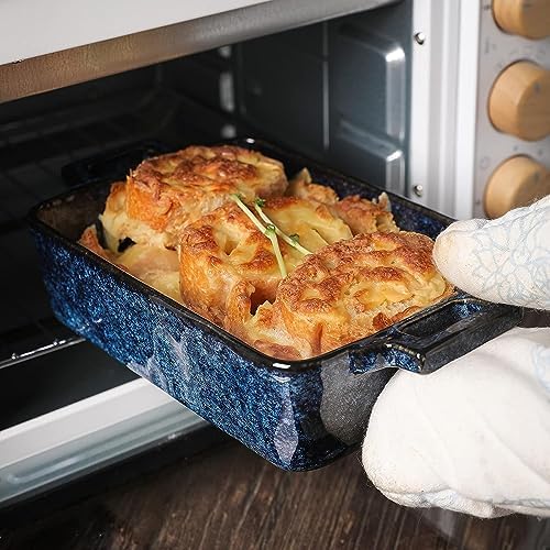 VICRAYS Ceramic Rectangular Bakeware Set, 3 PCS, Blue