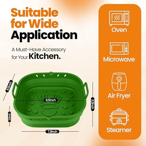Platinum Silicone Air Fryer Liners Reusable Square-Extra Strong-Easy