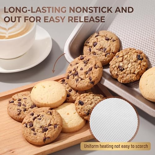 Roshtia 6 Packs Carbon Steel Nonstick Baking Pans Set, Cookie Sheets