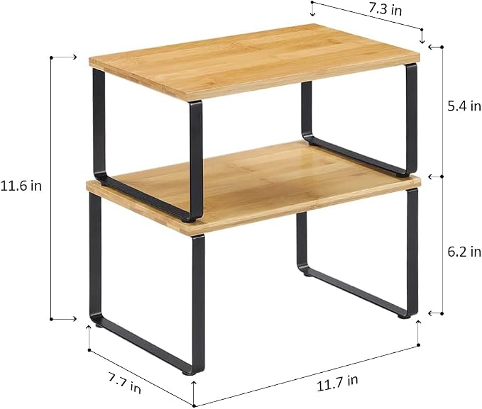 NEX Cabinet Organizer Shelf Set of 4, Stackable Kitchen Counter Shelves - Image 3