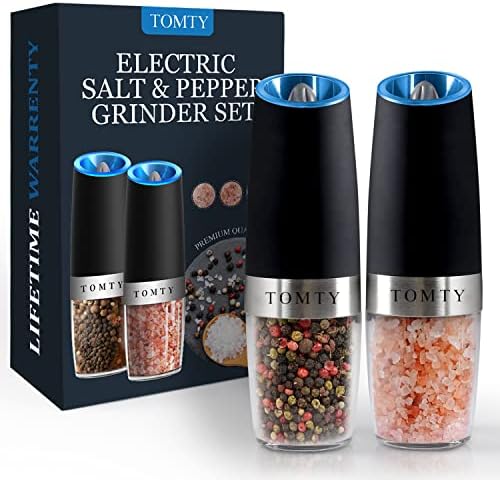 Gravity Electric Salt and Pepper Grinder Set, White