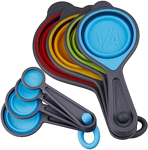 Measuring Cups and Spoons set, Collapsible Measuring Cups, 8 pieces