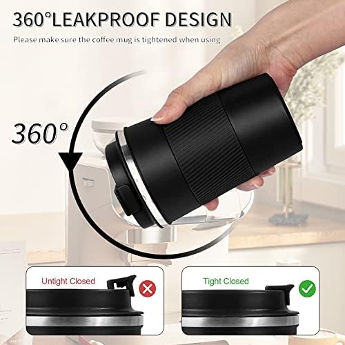 Insulated Travel Coffee Mug, Stainless Steel Coffee Cup with Leakproof