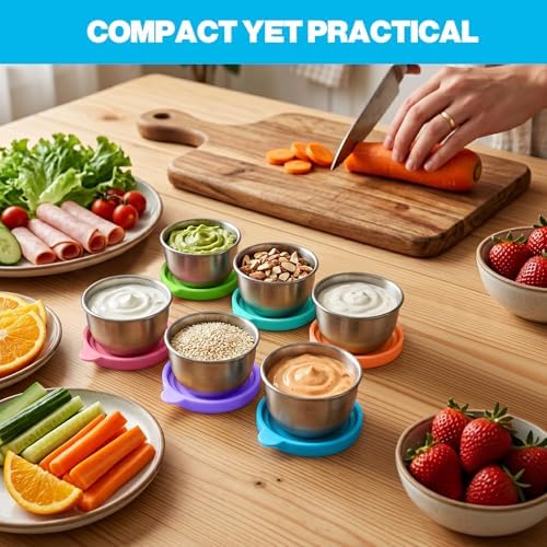 6 Pack 2.4oz Leakproof Salad Dressing Containers for Lunch Boxes