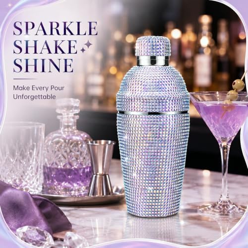 Meanplan 25 oz Diamond Cocktail Drink Shaker Rhinestone Martini Shaker