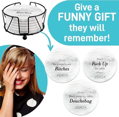 Funny Coasters - Perfect White Elephant Gifts - Unique Gifts for Women