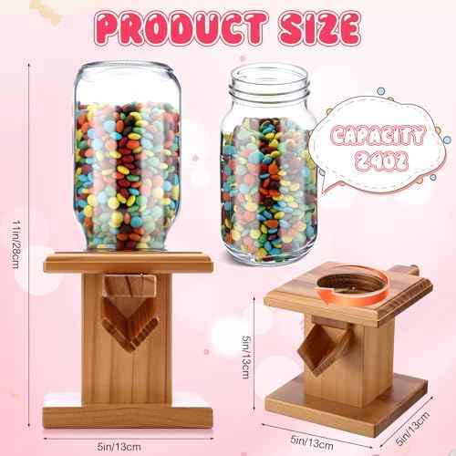 Maxdot 2 Pcs Wooden Candy Dispenser Machine Wood Cereal Storage Containers for Gummy Versatile Snack Storage Machine Dispenser Countertop Suitable for Candy Bean and Cereal(light brown)