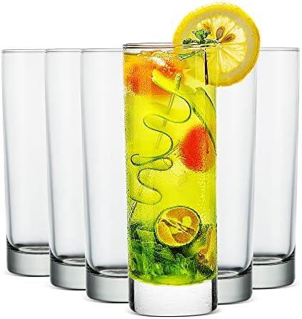 LUXU Highball Glasses,6pc Drinking Glasses,10 oz Tall Glass Sets