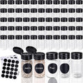 60 Pack 2.7 oz Plastic Spice Jars with Black Lids and Labels Empty