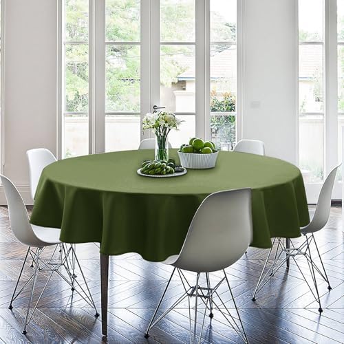 Hiasan Round Tablecloth, 70 Inch, Olive Green, 1 Pack