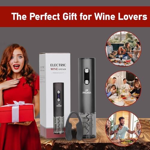 JINGASA Electric Wine Opener with Automatic Corkscrew & Foil Cutter
