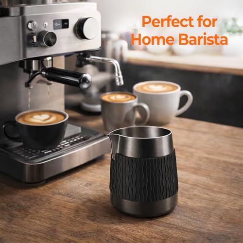 Espresso Milk Frothing Pitcher, 15oz/450ml Wide Spout Steaming Jug