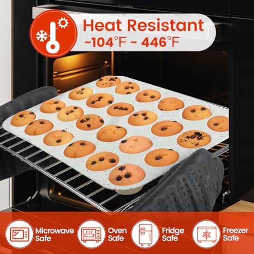 Silicone Muffin Pan, 24 Cups Nonstick Mini Cupcake Pan, Muffin Pan for