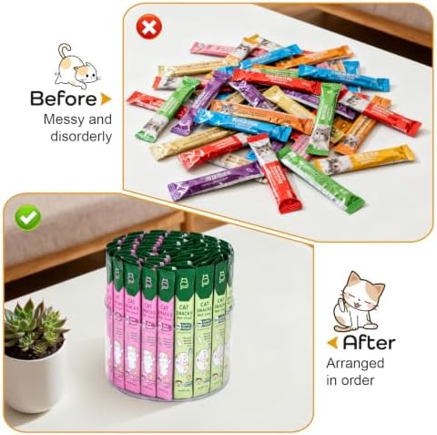 Lickable Cat Treats Organizer, Lazy Susan Acrylic Squeeze Up Cat