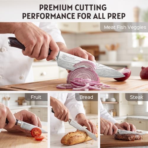 PAUDIN 17 PCS Kitchen Knife Set, Razor Sharp Knife Block Sets, Ideal