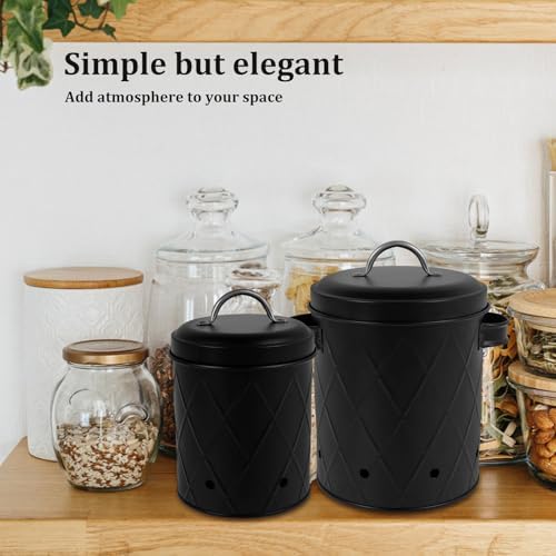 2Pcs Onion Storage Canisters, 2 Sizes Potato Storage Bins, Carbon
