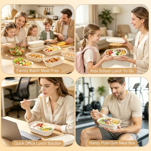 50 Pack 34 fl oz Meal Prep Containers with Lids, Take Out Food Boxes