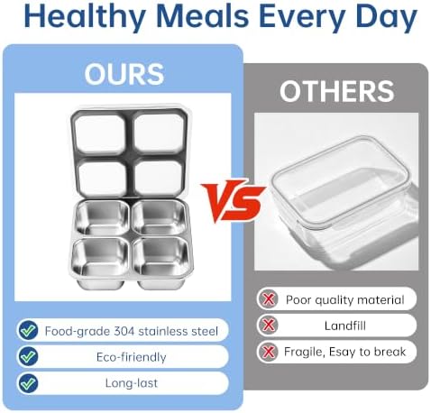 BEFOY 4 Pack Stainless Steel Snack Containers with Lids