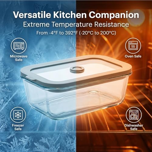 35 oz Glass Food Storage Containers with Glass Lids, 5 Pack