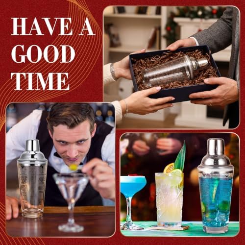 Hushee 2 Pcs 14 oz Glass Cocktail Shaker with Measurements and 6
