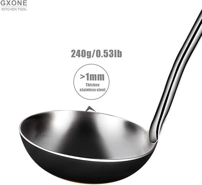 Soup Ladle, 304 Stainless Steel Cooking Ladle Spoon Wok Tools - Image 4