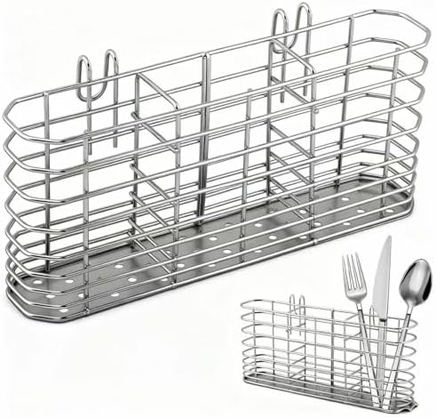 304 Stainless Steel Sink Utensil Holder with Hooks, Dish Drying Rack