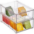 mDesign Plastic Kitchen and Pantry Organizer with Divided Drawer