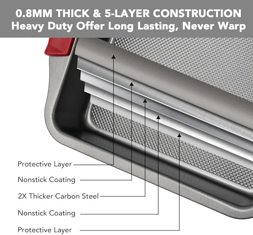 Tiawudi 9" Square Cake Pan Set of 2, 0.8mm Thick Heavy Duty Bakeware