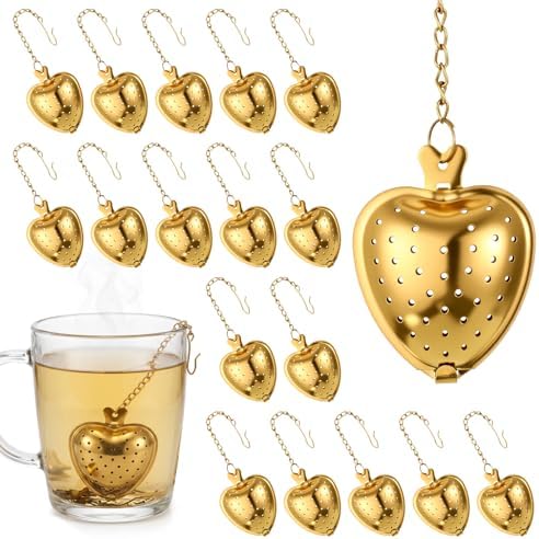 20 Pcs Gold Stainless Steel Tea Strainer Tea Ball Infuser, Heart Shape